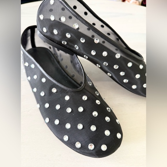 KHAITE Marcy Flat in Black Mesh with Crystals 38 1/2 38.5 - Picture 4 of 7
